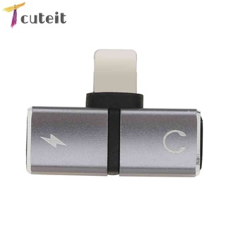 Tcuteit อะแดปเตอร์ชาร์จหูฟัง AUX 8 Pin 2 in 1 สําหรับ iPhone X 7 8