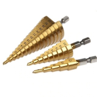 ดอกสว่าน ดอกสว่านคว้าน ดอกสว่านทรงเจดีย์ AM-TECH Step Drill Set ชุด 3ดอก ชุบไททาเนี่ยม พร้อมกระเป๋าจัดเก็บ @wsang