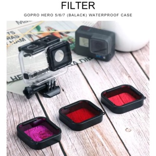 Red - Magenta - Pink Filter for GoPro Hero 7 Black / 6 / 5 Super Suit Housing ฟิลเตอร์สีแดง สีม่วง สีชมพู สำหรับดำน้ำ