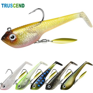 TRUSCEND เหยื่อตกปลานุ่ม Paddle Tail Swimbaits Shad หรือ Tadpole Lure พร้อม Spinner เหยื่อตกปลาระดับพรีเมี่ยมสำหรับตกปลาน้ำจืดน้ำเค็ม