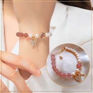 สร้อยข้อมือหินสตรอเบอรี่ควอตซ์ (Strawberry quartz) และ ไข่มุก (Pearl) สอบถามไซส์เพื่อความชัวนะคะ^^