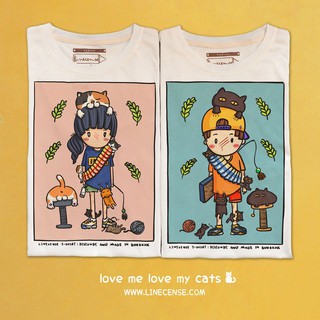 เสื้อยืดผ้าฝ้ายพิมพ์ลายขายดีLove me Love my "CATS" t-shirt เสื้อยืดทาสแมว เสื้อคู่