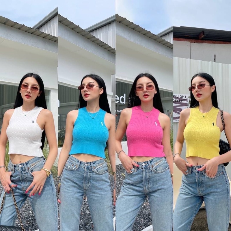 เสื้อกล้ามผ้านิต ทรงเว้า งานป้ายonseason พร้อมส่งทุกสี