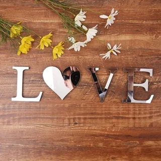 สติกเกอร์กระจกอะคริลิค รูปตัวอักษร 26 ตัว 3D สําหรับติดตกแต่งผนังบ้าน DIY