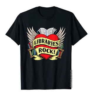 เสื้อยืดผ้าฝ้าย เสื้อยืด ผ้าฝ้าย พิมพ์ลาย Libraries Rock Funny Librarian เหมาะกับของขวัญ สําหรับผู้ใหญ่