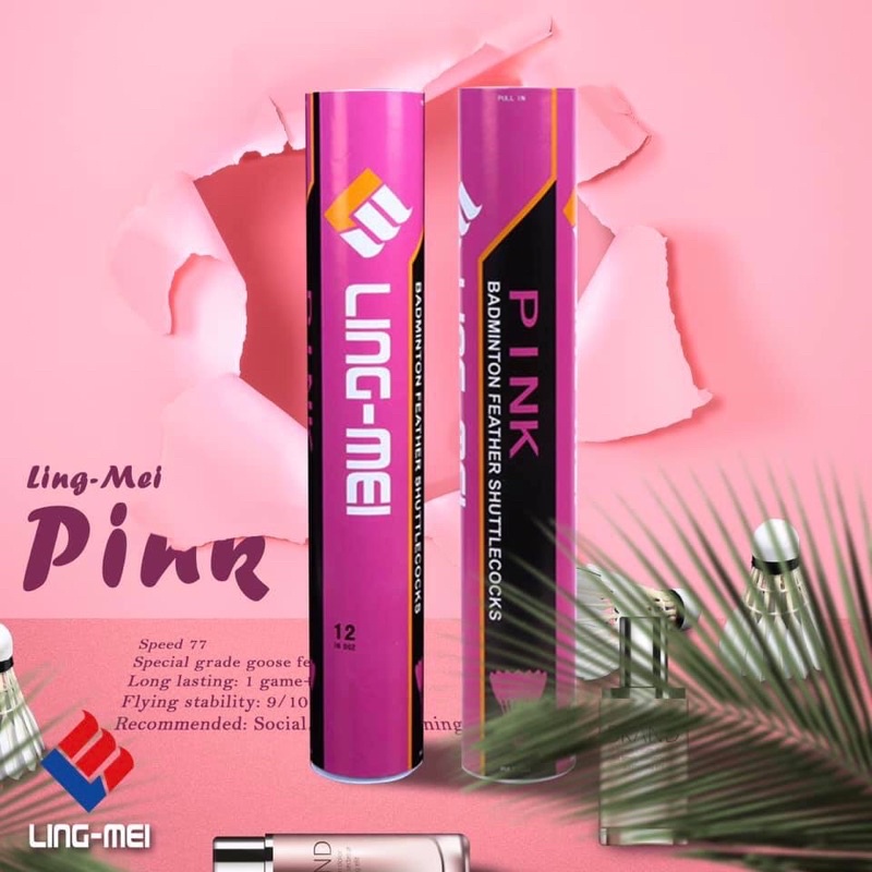 ลูกแบดมินตัน LING-MEI PINK สปีด 75-76 สีชมพู