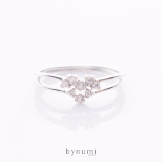 bynumi Set of Heartfull Rings - "Heartfull" แหวน เงินแท้ 925 ชุบทองคำขาว และ เพชรสวิส