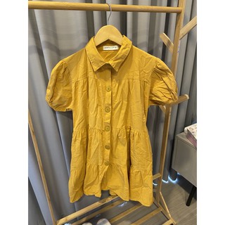 ส่งต่อ เดรสเหลือง แขนตุ๊กตา Yellow dress Free size