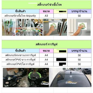 สติ๊กเกอร์ป้องกันเชื้อโรค ขนาดA3