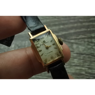 นาฬิกา Vintage มือสองญี่ปุ่น SEIKO S MARK ปี 19 ชุบทอง14K ระบบ ไขลาน ผู้ชาย ทรงสี่เหลี่ยม กรอบทอง หน้าปัด 18mm