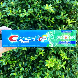 ยาสีฟันป้องกันฟันผุ ขจัดคราบ ฟันขาวขึ้น Complete Scope Outlast Plus Whitening Fluoride Toothpaste, Long Lasting Mint 153 g (Crest®)