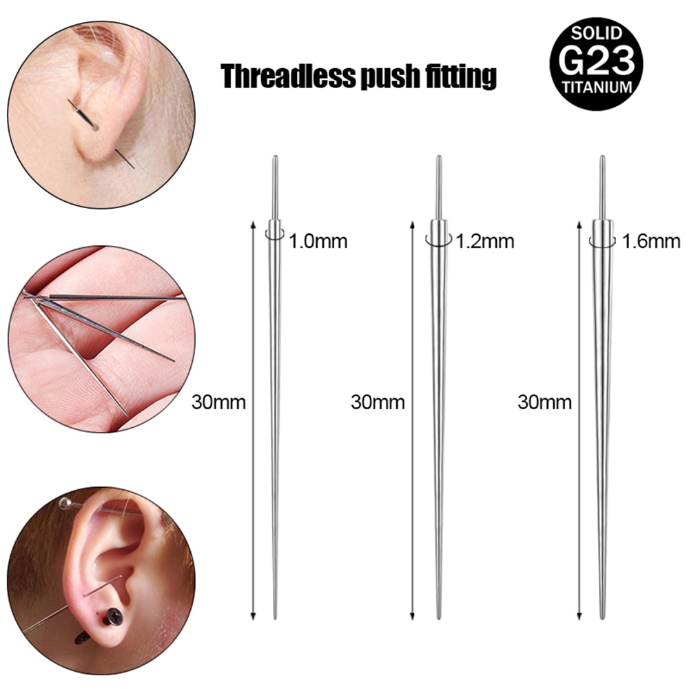1 ชิ้น 14/16/18G G23 ไทเทเนียมแทรก Pin เทเปอร์ สําหรับเครื่องประดับที่ไม่มีเกลียวผลักดันในต่างหูลิ้นลิปเจาะร่างกายเครื่องมือ