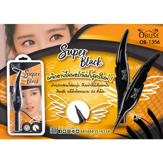 Obuse Wing Eyeliner Pen Black OB-1356 เมจิกอายไลเนอร์กันน้ำสูตรใหม่ หัวแปรงฟองน้ำอ่อนนุ่ม เขียนง่าย ให้เส้นคมกริบ สีคมชั