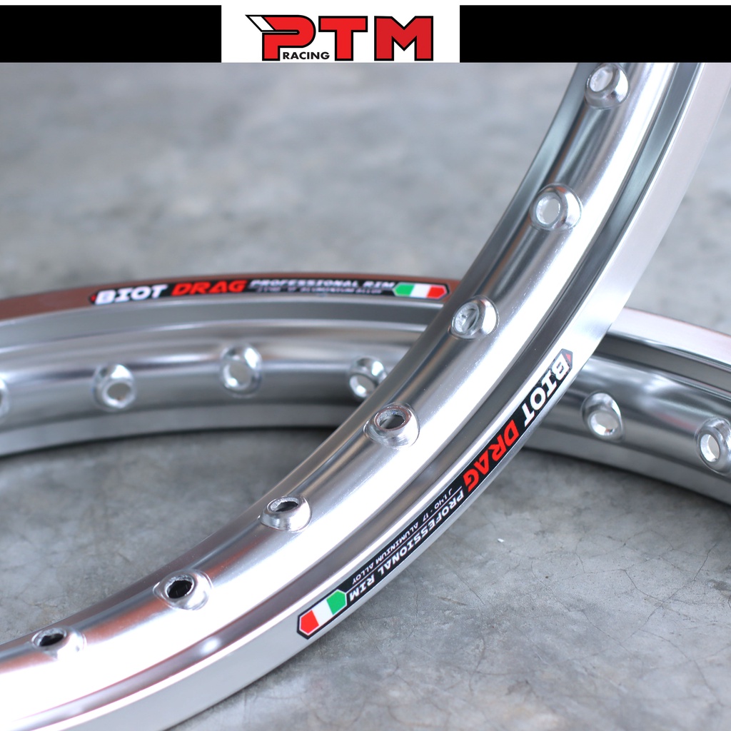 วงล้อทรงขอบเรียบ BIOT DRAG 1.4 - 17 สีเงิน ลิขสิทธิ์แท้ (ได้ 2วง) ล้ออลูมิเนียม วงล้อขอบ17  ของแต่งม