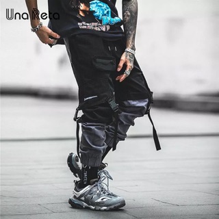 กางเกงใหม่แฟชั่น Streetwear เย็บสี Joggers Hip Hop ยาวกางเกงชาย Elastic เอวกางเกง Cargo ผู้ชาย