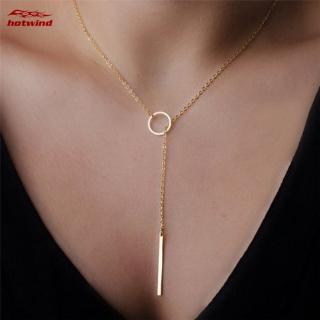 HW Fashion Simple Retro Sweet Elegant Metal Circle Pendant Clavicle Chain Necklace Women Jewelry Gift