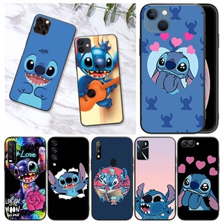 เคสโทรศัพท์มือถือนิ่ม ลายการ์ตูน Stitch สีดํา สําหรับ OPPO Reno 5 4G 5F 5 Lite 5 5K 5 Pro Plus 5G