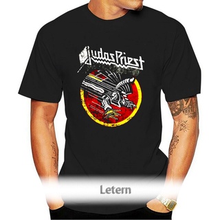 เสื้อยืดผ้าฝ้ายพิมพ์ลายขายดี เสื้อยืดคอกลม ผ้าฝ้าย พิมพ์ลายกราฟฟิค Judas Priest สีดํา สไตล์วินเทจ สําหรับผู้ชาย