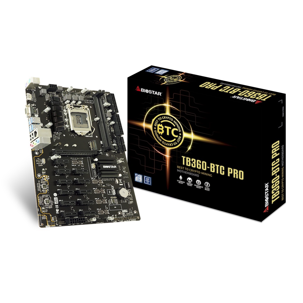 BIOSTAR TB360-BTC PRO 2.0 เมนบอร์ดการทําเหมืองแร่ | เมนบอร์ด LGA 1151 | สําหรับ GPU 12X | อินเทล LGA