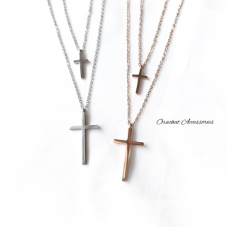 Double cross 14k necklace. (สร้อยคองานชุบ 14k (สแตนเลส) สวย ทน เงา โดนน้ำ โดนน้ำหอมได้สบายๆเลยค่ะ)