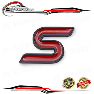 โลโก้ "S" ติดฝาท้าย เหล็ก สีดำ+แดง 1 ชิ้น Ford Fiesta Hatchback Sedan ขนาด 5x3.5x0.5 จำนวน 1 Piece ปี 2010 - 2018