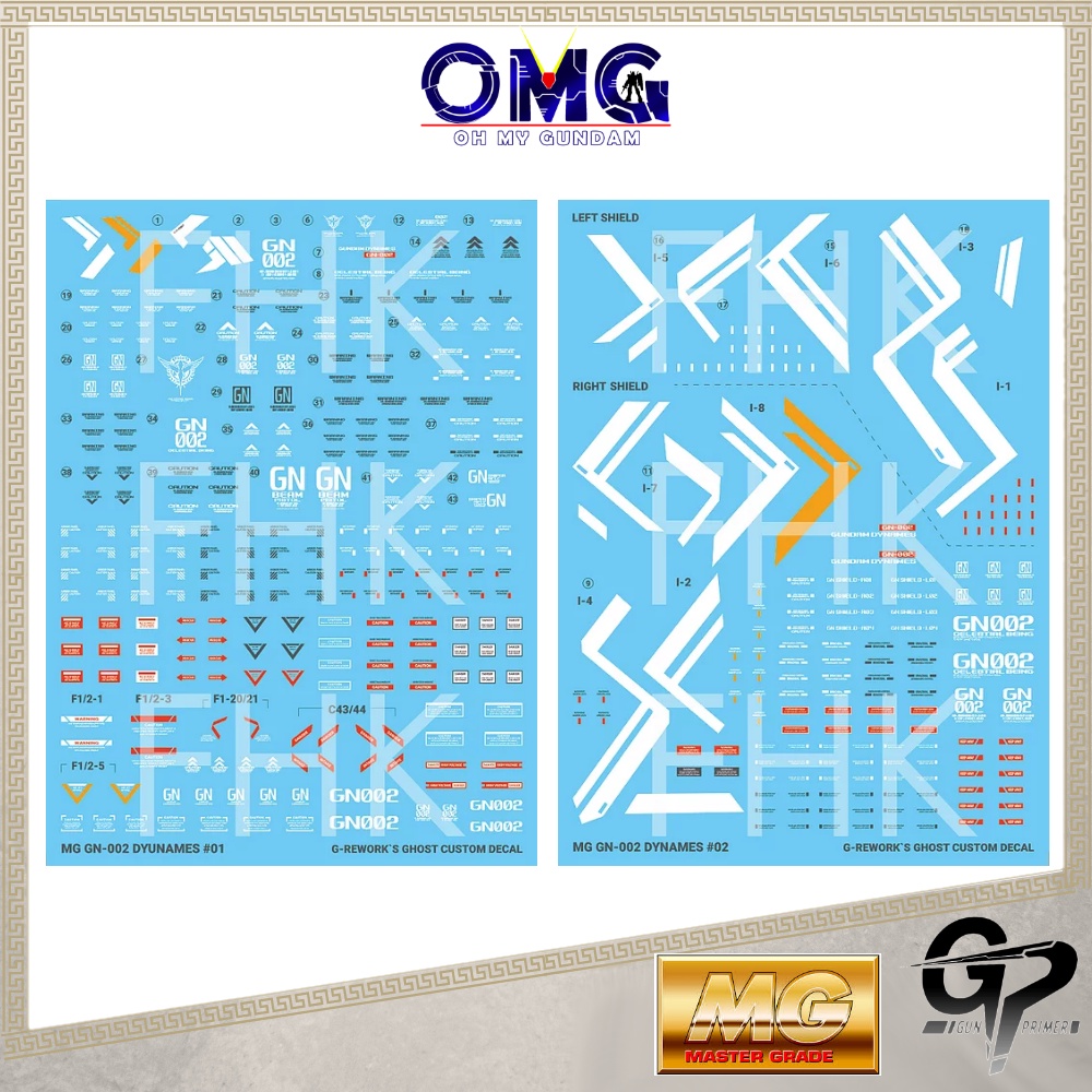 G-Rework MG Dynames Water Decal CD-M207 G Rework 1/100 GN002 Dynames Gundam Decal Water Decals GN-00