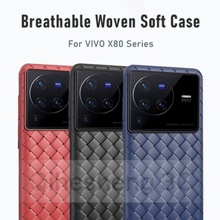 Vivo X80 X70 X60 X50 Pro เคสโทรศัพท์ แบบนิ่ม ลายสาน