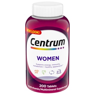 Centrum ผู้หญิง วิตามินรวม หลายแร่ เหล็ก สารต้านอนุมูลอิสระ 200 เม็ด สหรัฐอเมริกา Women Multivitamin