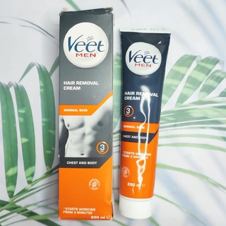 (Veet®) Men Hair Removal Cream for Normal Skin Chest &amp; Body 200 ml วีท ครีมกำจัดขนตามร่างกาย ขนขา ขนหน้าอก สำหรับผู้ชาย