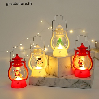 Greatshore โคมไฟกลางคืน รูปน้ํามันก๊าด ขนาดเล็ก สไตล์เรโทร สําหรับตกแต่งบ้าน เทศกาลคริสต์มาส ปีใหม่