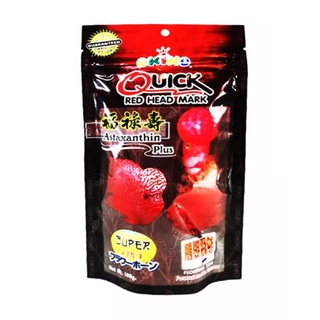 อาหารปลาหมอสี OKIKO QUICK RED 500 g. (เร่งสี เร่งโหนก เร่งมุก)