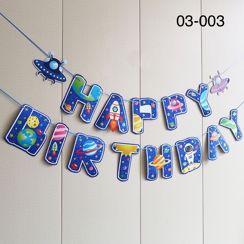 ป้ายวันเกิด HBD Space อวกาศ งานปาร์ตี้