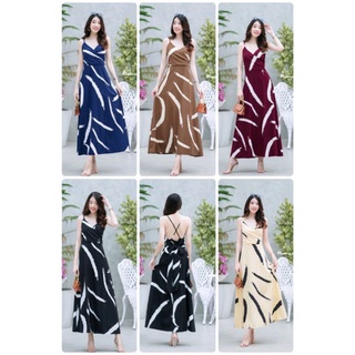 Maxi dress สายเดี่ยวลายขนนกด้านหน้าแต่งไข้ว ด้านหลังผูกโบว์สายไขว้ โชว์หลังเซ็กซี่มากๆ งานมีซิปซ่อนด้านหลัง มีซับใน