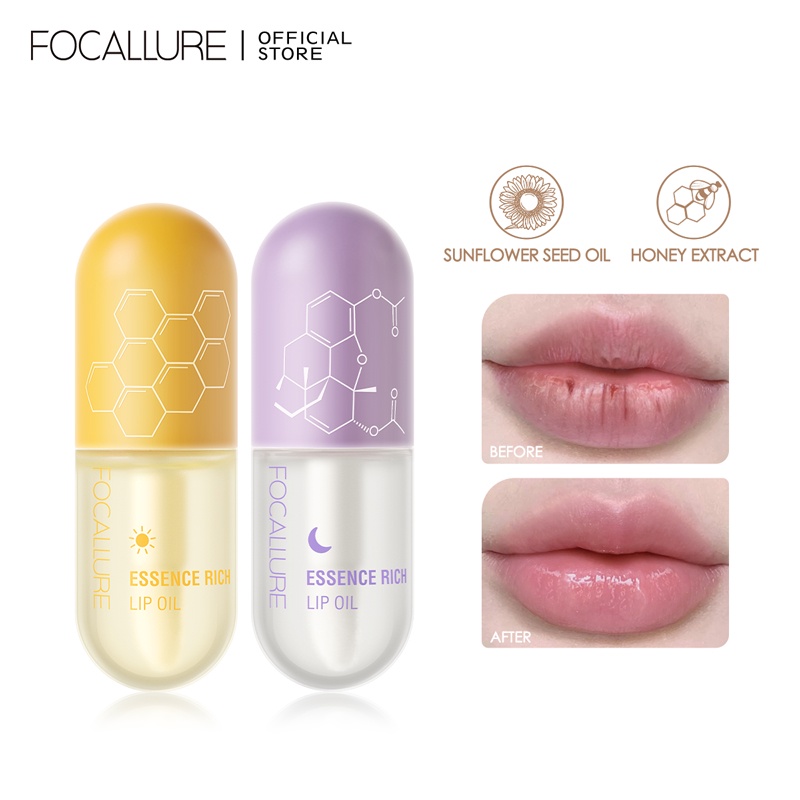 FOCALLURE ลิปออยล์บริสุทธิ์จากธรรมชาติ นุ่มชุ่มชื่น ซ่อมแซม ลดเลือนริ้วรอย ใช้ได้หลากหลาย กันน้ำ