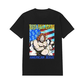 เสื้อยืดคอกลมเสื้อยืด พิมพ์ลายวง Rockerstar Bad Religion America Jesus สําหรับผู้ชายS-5XL