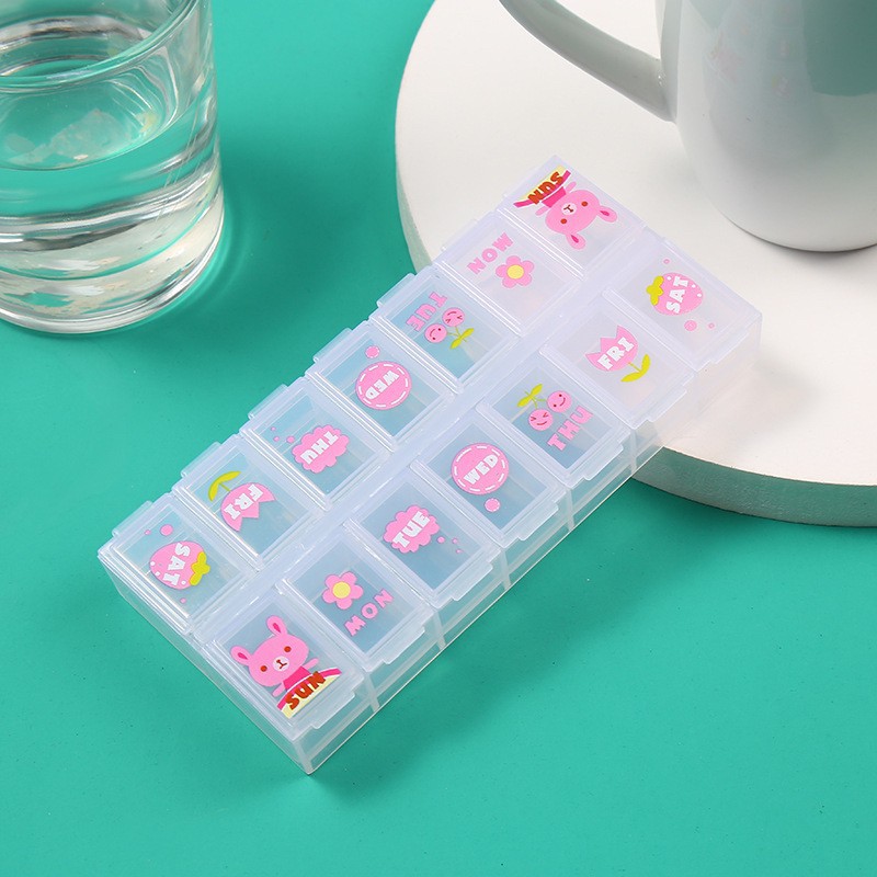 กล่องใส่ยา กล่องยาแบบพกพา ตลับยาแบบพกพา กล่องวิตามิน กล่องใส่ของ ที่ใส่ยา ที่เก็บยา แบบ 7 วัน 14 ช่อง YG254548 - รูปที่ 5