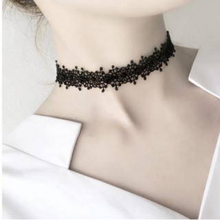 สร้อยคอ ❤ โชคเกอร์ Choker Black BOHO ดำ Sexy สร้อยแฟชั่น แนว พังก์วินเทจ ผ้าฉลุ โชคเกอร์ผ้า