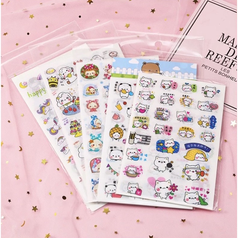 สติกเกอร์น่ารัก สติ๊กเกอร์ แพ็ค 6 แผ่น ลายไม่ซ้ำ ตกแต่ง อุปกรณ์การเรียน เครื่องเขียน sticker diy gif