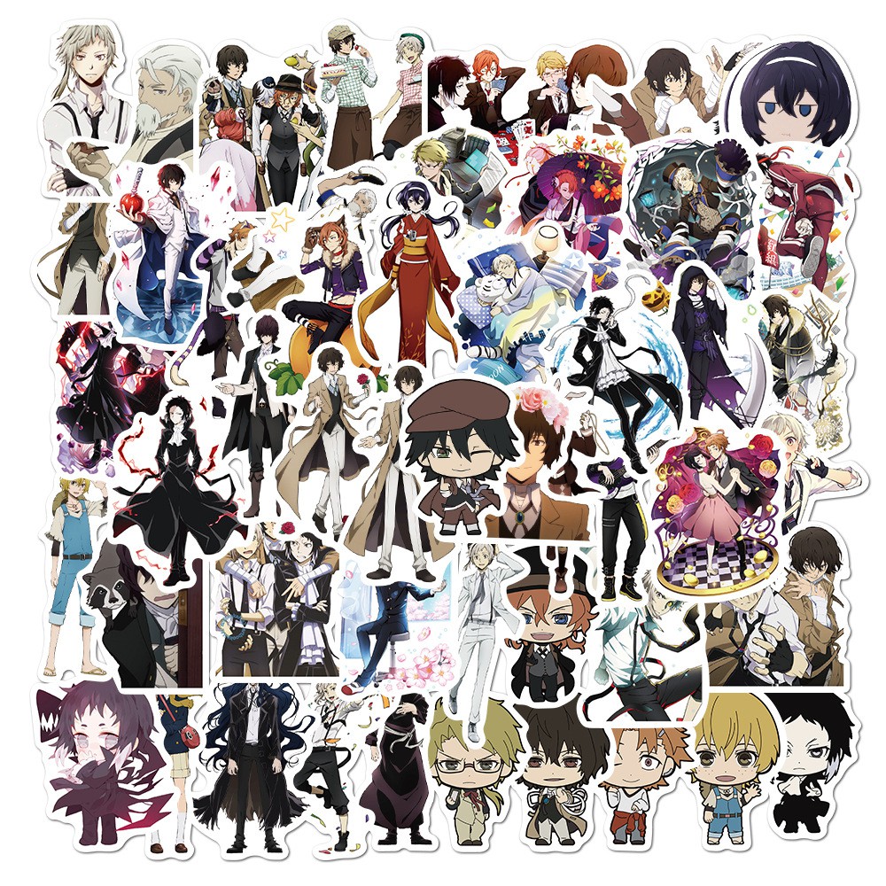 50/25/10PCS Bungo Stray Dogs Anime Stickers For Laptop Guitar Skateboard Luggage Car Funny Graffiti Toy