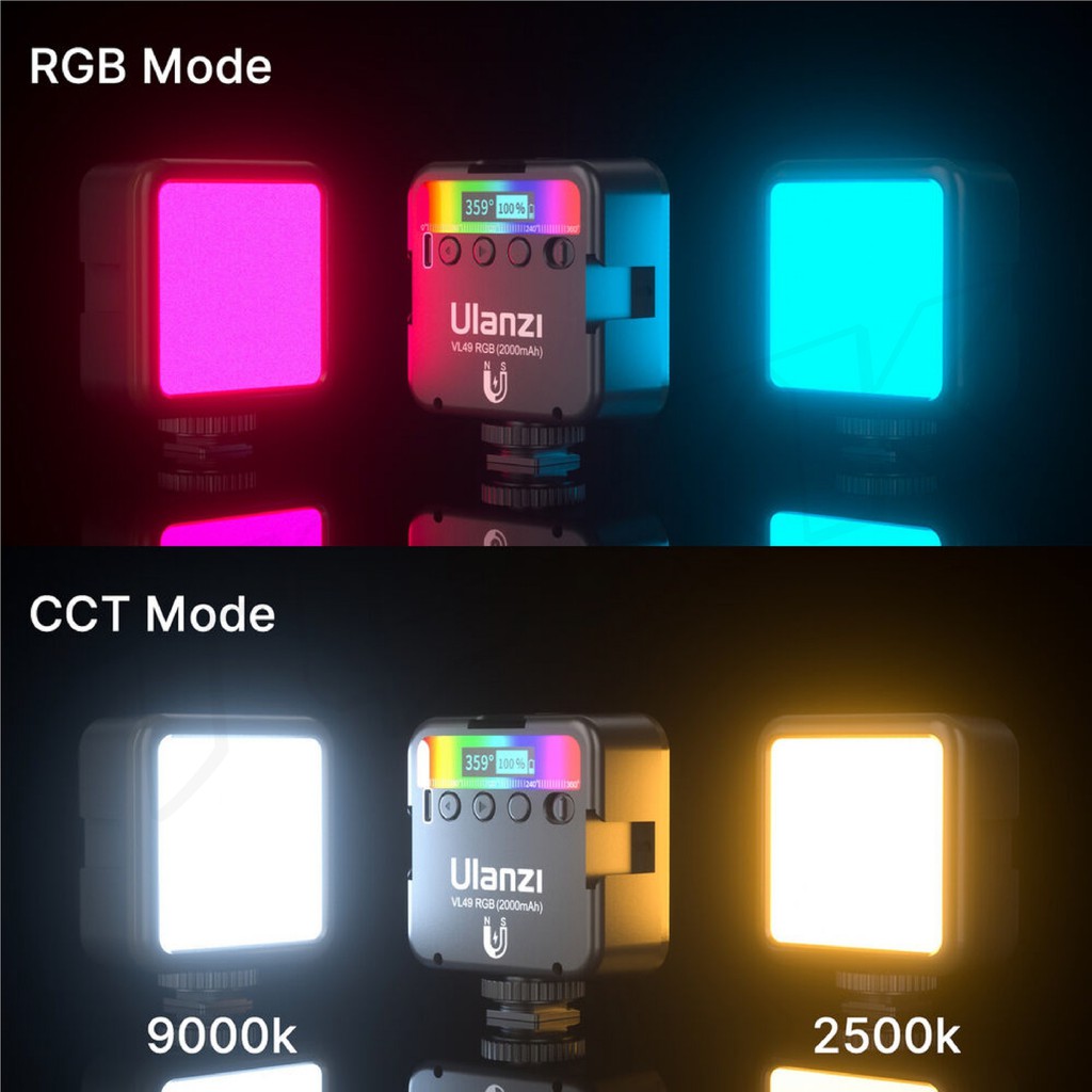 Ulanzi รุ่น VL-49 RGB VL49 Mini RGB LED Video Light 2000mAh ไฟแฟลช ไฟติดกล้อง ไฟกล้อง เปลี่ยนสีและปรับระดับความสว่างได้