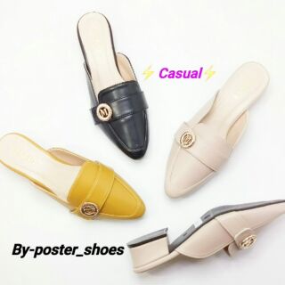 ⚡Casual style⚡คัชชูเปิดส้นสไตล์ลำลอง