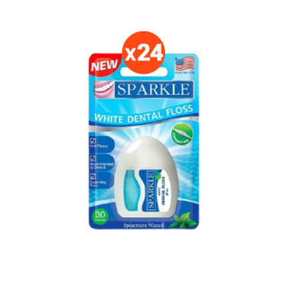 SPARKLE ไหมขัดฟัน (24 ชิ้น) สปาร์คเคิล White Dental Floss 30 เมตร รุ่น SK0059 เส้นไหม เพื่อฟันขาว กลิ่นสเปียร์ มินท์