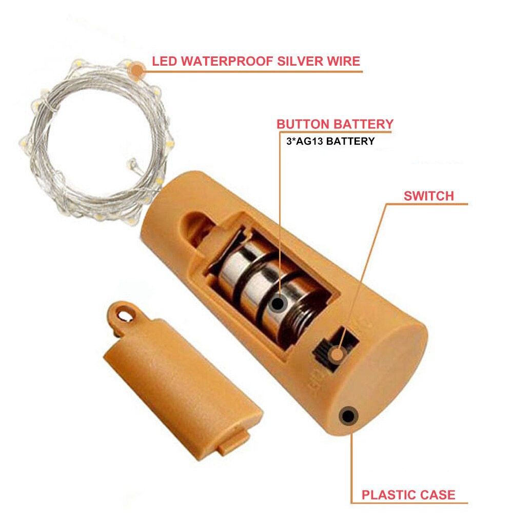 2M 20LEDs ขวดไวน์สีสันสดใส Cork รูปร่างไฟ Night Fairy String Light โคมไฟไฟคริสต์มาสตกแต่ง 2026 ของขวัญปีใหม่ - รูปที่ 4