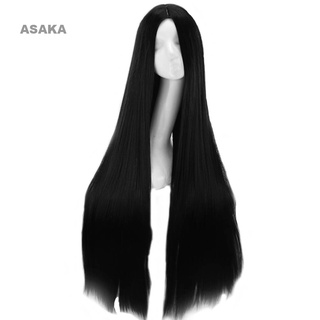 Asaka วิกผมยาวตรง ทนความร้อน คอสเพลย์ (สีดํา) 75 ซม.