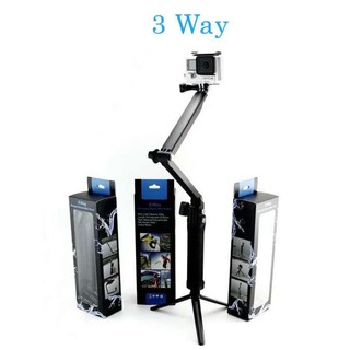 3 Way ไม้เซลฟี่พับได้ ขาตั้ง3ขาในตัว สำหรับโทรศัพท์ และกล้อง 3 Way Selfie Monopod GoPro Hero 6/5/4/3+/3 SJCam Xiaomi Yi