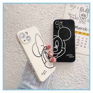 เคสไอโฟน เคสมือถือคู่รัก Mickey and Minnie case for iPhone11 แถบข้าง เคสโทรศัพท์ซิลิโคน มันเปนของสี่เหลี่ยมคะ for เคสไอโฟน13 เคสไอโฟน12 เคสไอโฟน7พลัส เคสi13 โปร X XS XR XSMAX 8 7 6 PLUS  ดำขาว