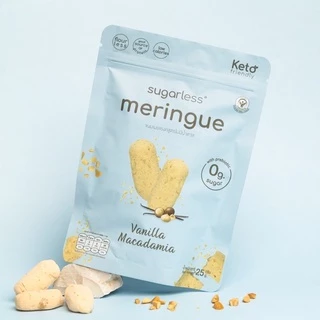 เมอแรงค์ สูตรไม่มีน้ำตาล [6 ซอง] รส Vanilla Macadamia (Sugarless) คีโต 100% ขนมคีโต ขนมคลีน keto meringue เมอแรงค์คีโต