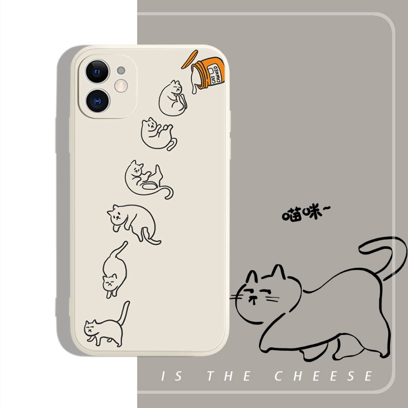 เคสโทรศัพท์มือถือ ซิลิโคน กันกระแทก ลายแมว เรียบง่าย สําหรับ Iphone 7plus se2020 13 pro max 12 11promax Xsmax