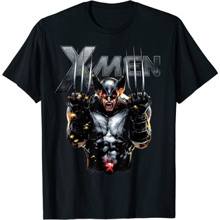 เสื้อยืดผ้าฝ้ายพรีเมี่ยม เสื้อยืด พิมพ์ลายกราฟิก Marvel X-Men Wolverine ขอบโลหะ สําหรับผู้ชาย