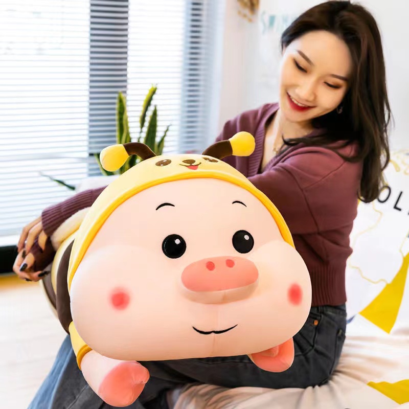Bee pig doll pillow plush toy long sleep leg clamping cloth doll Girl ...